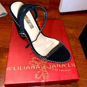 Black heels with clear strap